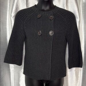 eight eight eight Women’s Large Knit 3/4 Bell Sleeve Button Crew Neck Cardigan